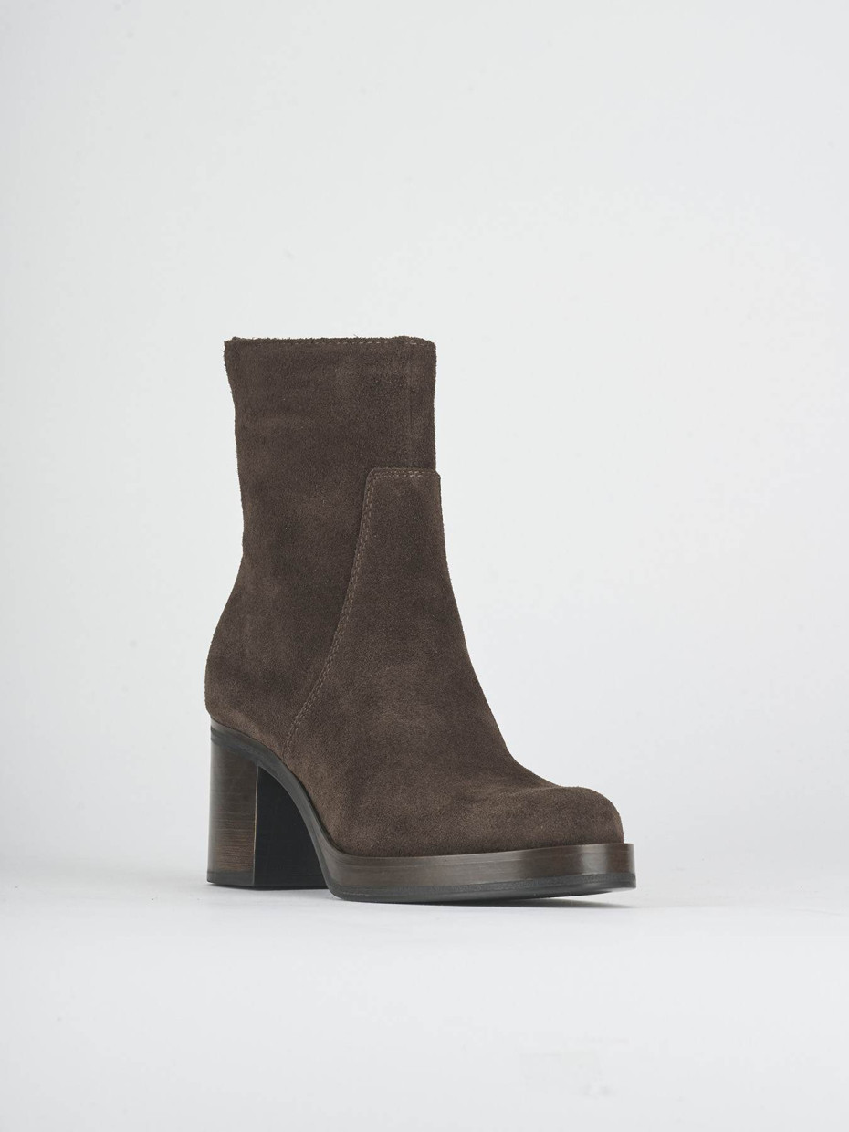 Botines de tacón alto tacón 6 cm marrón oscuro ante