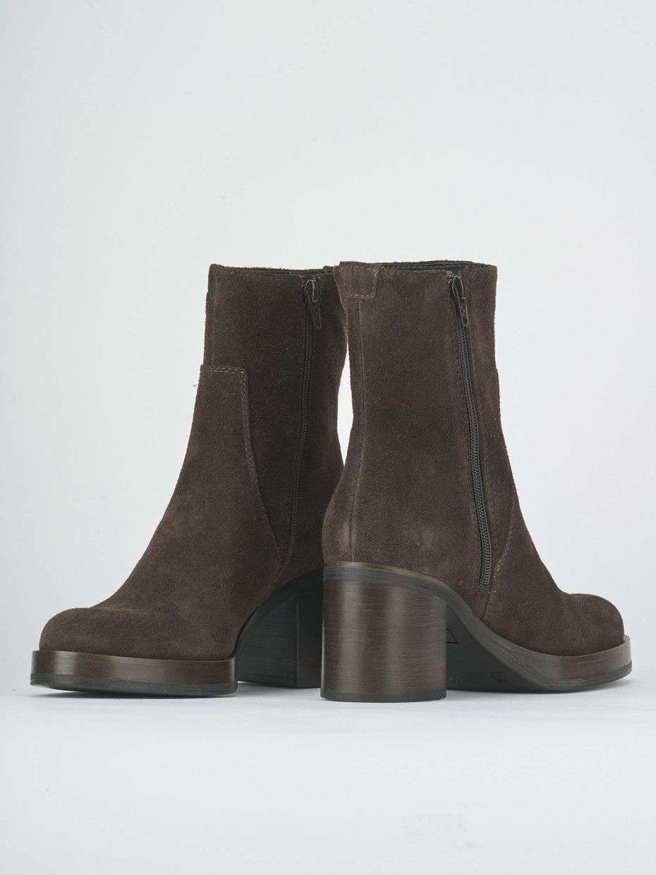 Botines de tacón alto tacón 6 cm marrón oscuro ante