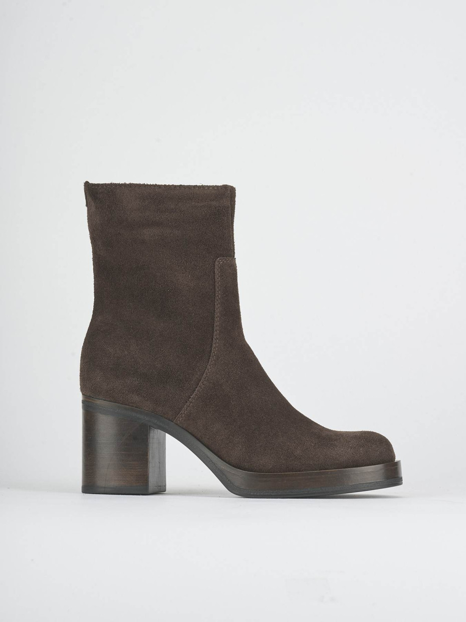 Botines de tacón alto tacón 6 cm marrón oscuro ante