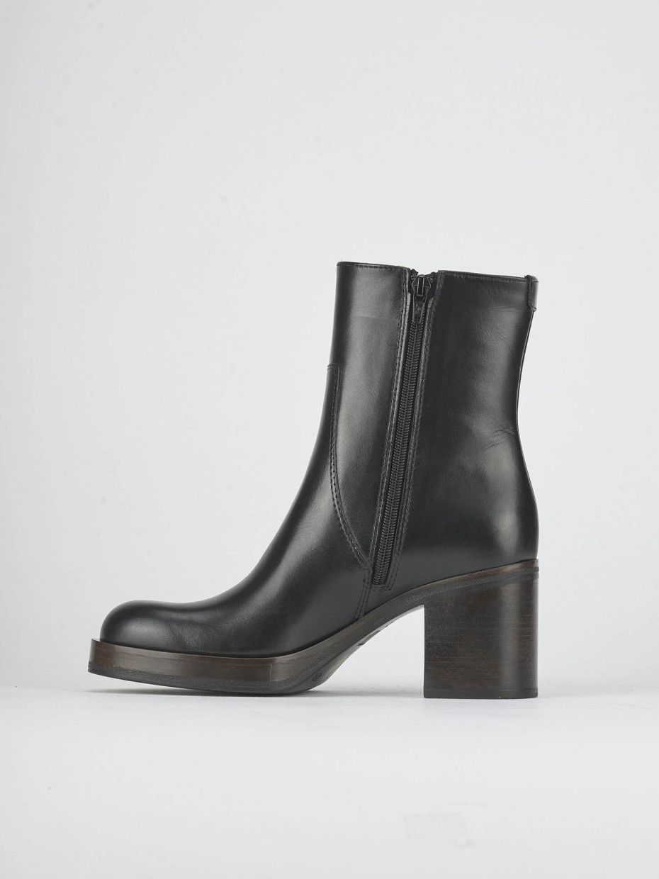 Botines de tacón alto tacón 6 cm negro cuero