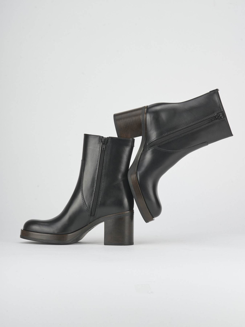 Botines de tacón alto tacón 6 cm negro cuero