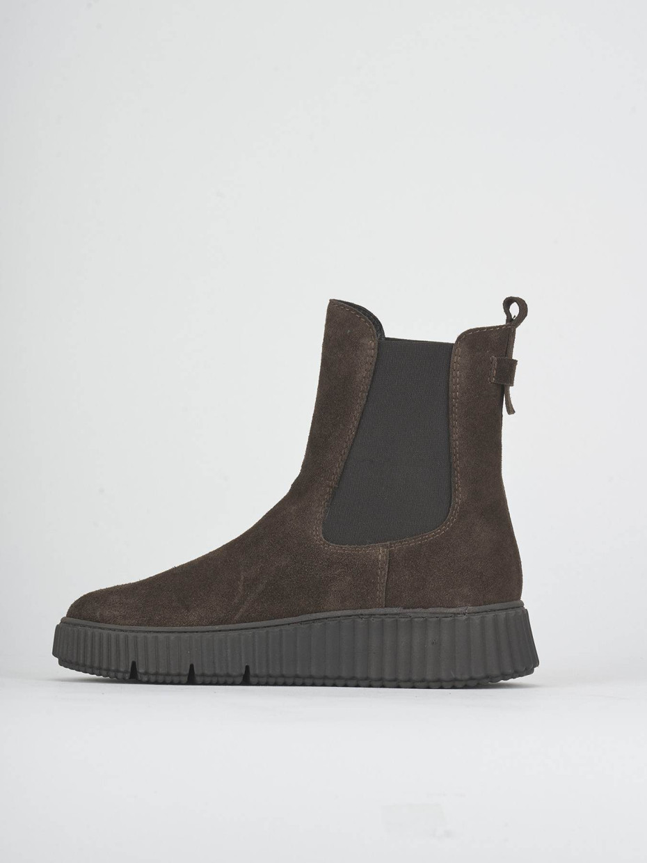 Low heel ankle boots heel 2 cm dark brown suede