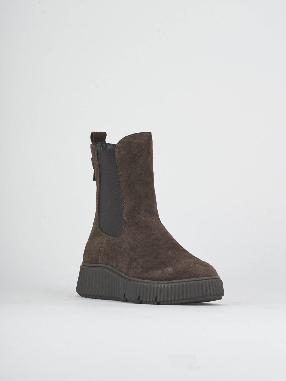 Low heel ankle boots heel 2 cm dark brown suede