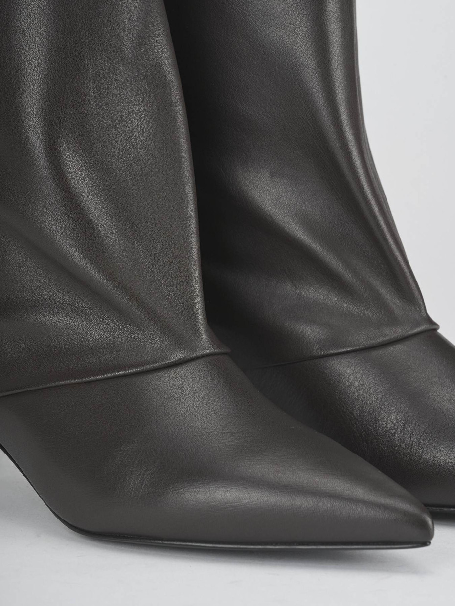 High heel ankle boots heel 5 cm dark brown leather