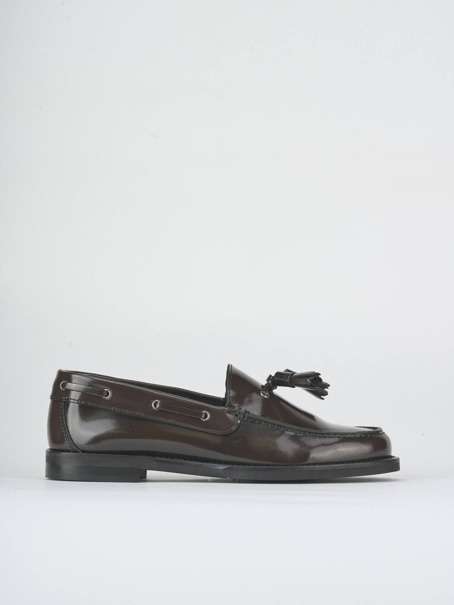 Mocasines tacón 1 cm marrón oscuro cuero
