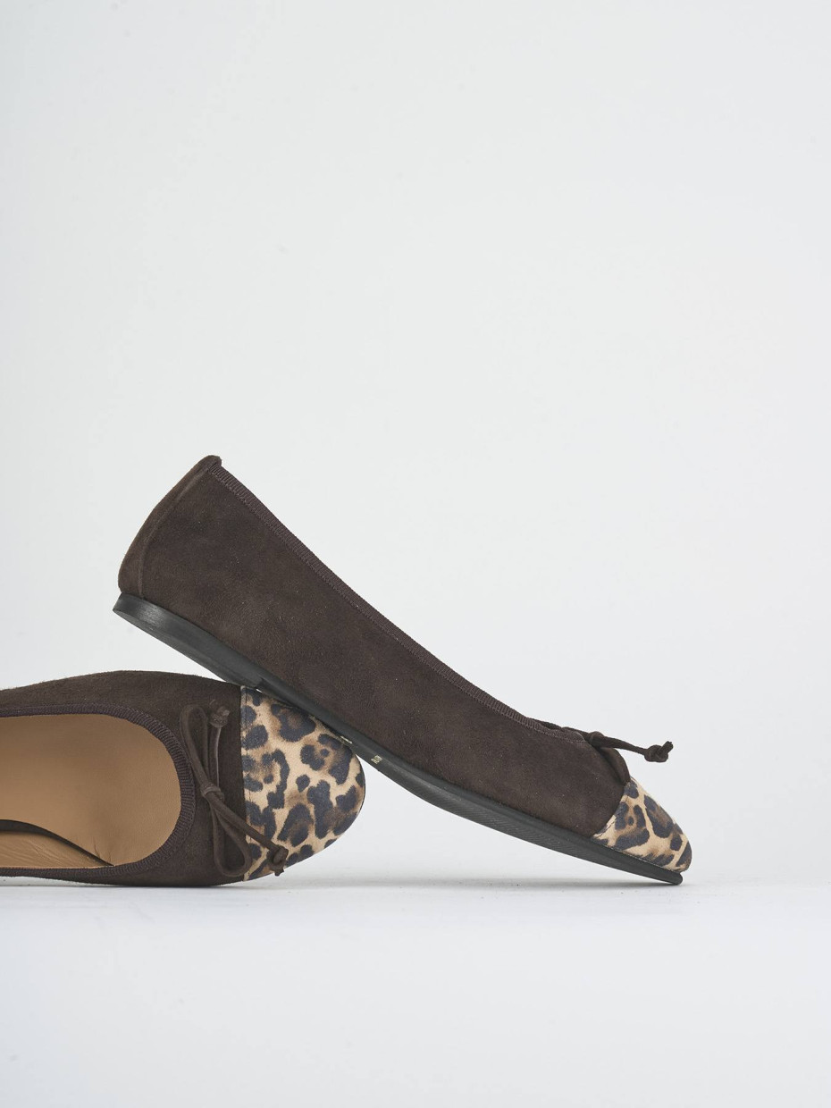 Flat shoes heel 1 cm dark brown suede