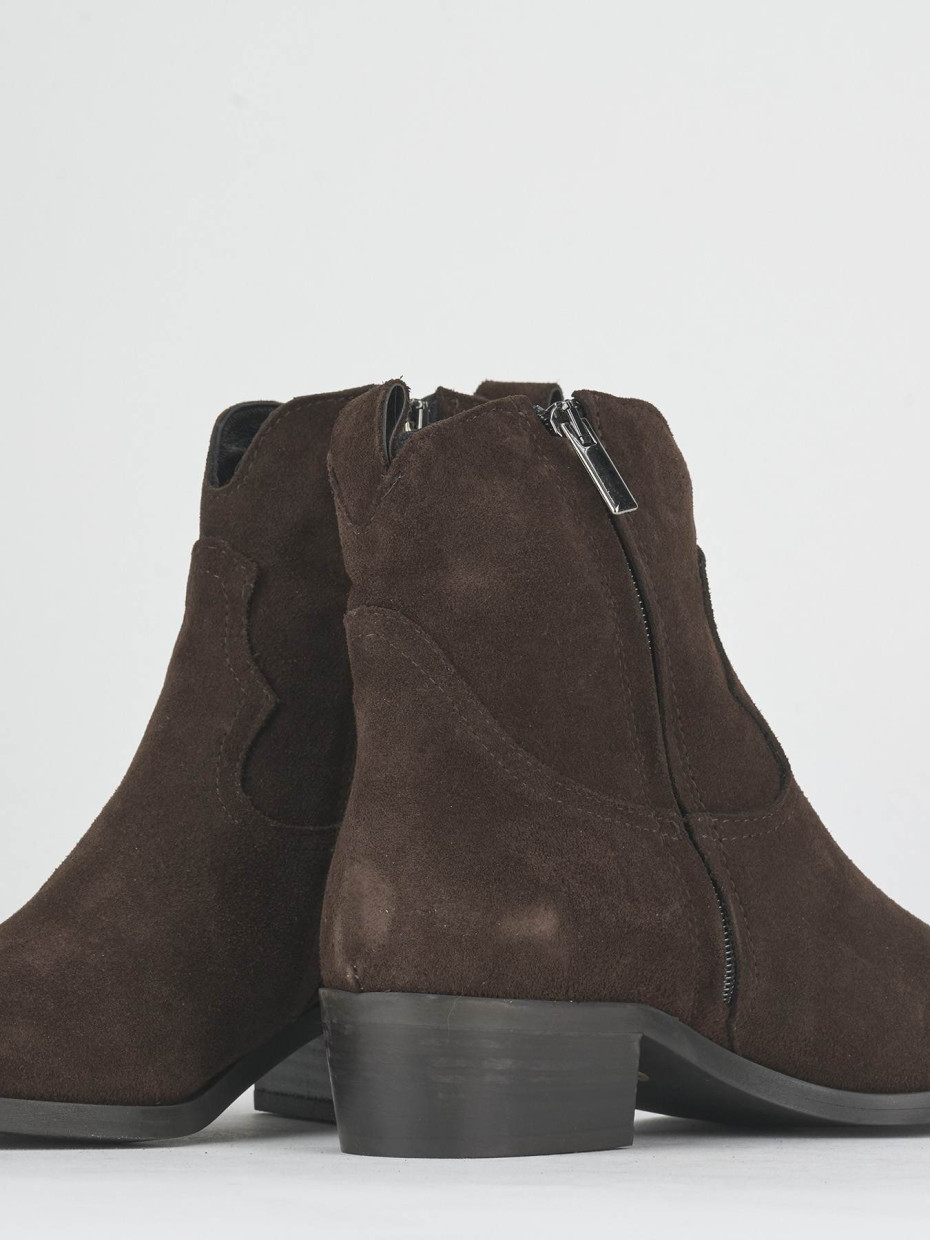 Low heel ankle boots heel 2 cm dark brown suede