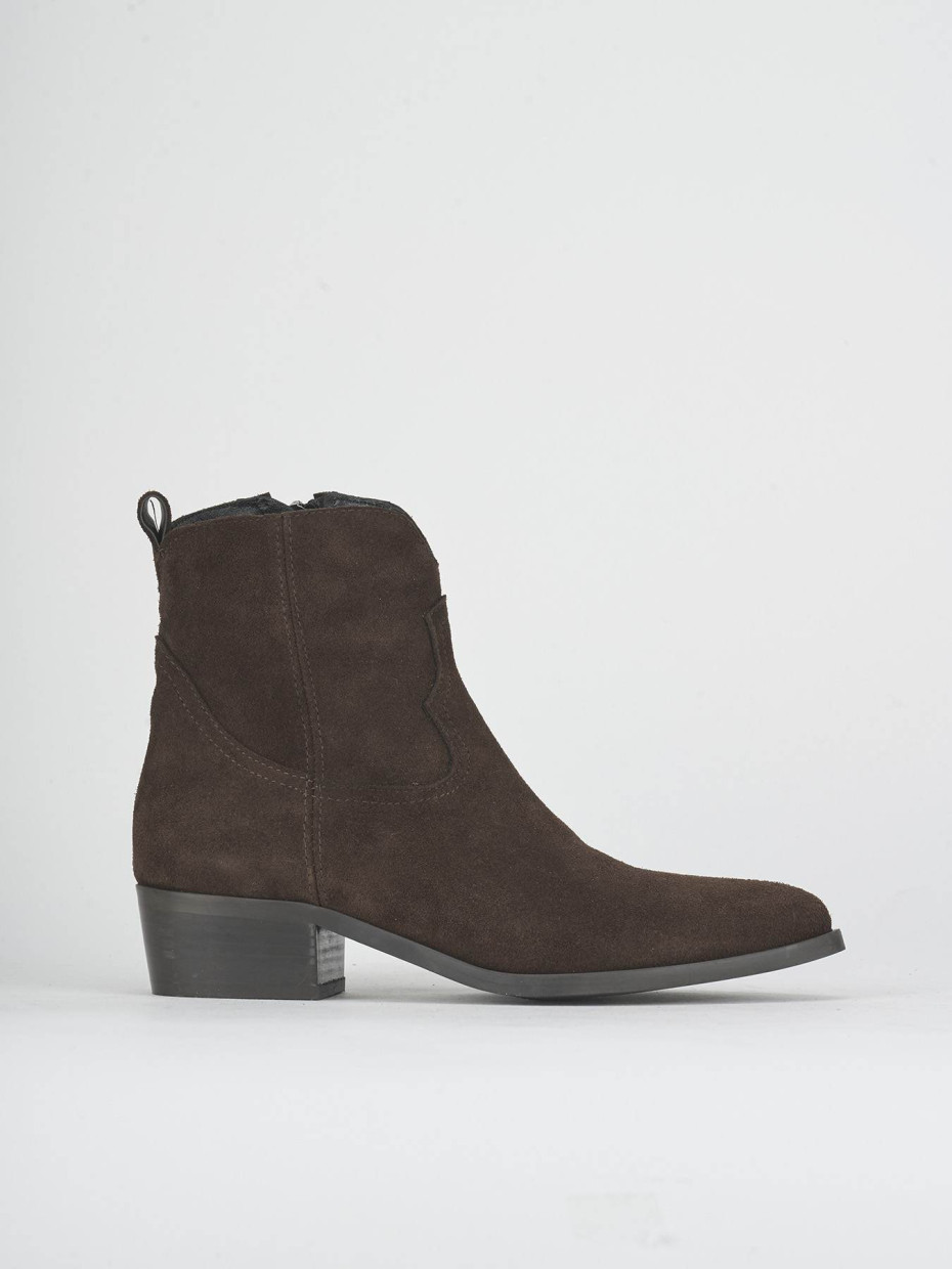Low heel ankle boots heel 2 cm dark brown suede