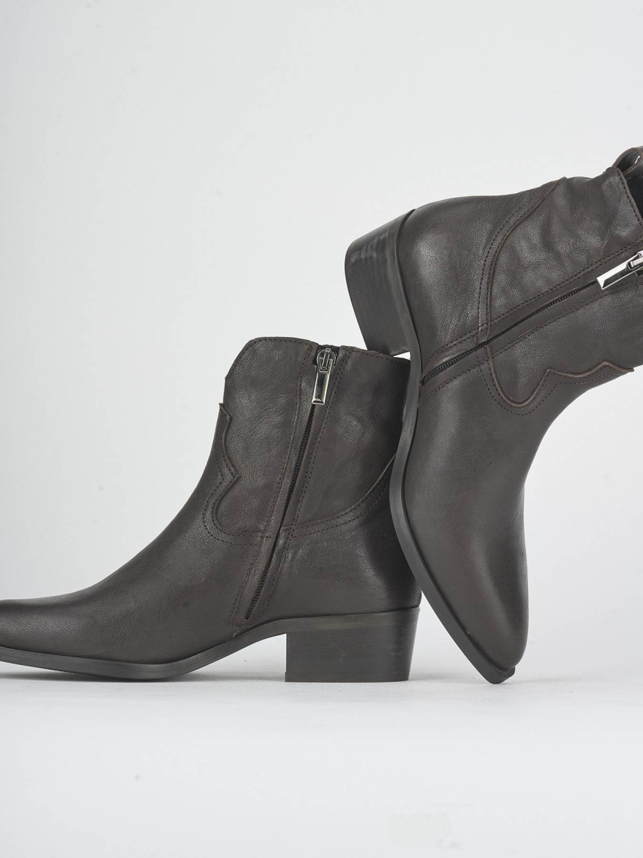 Low heel ankle boots heel 2 cm dark brown leather