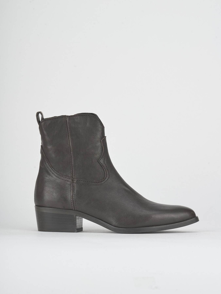 Low heel ankle boots heel 2 cm dark brown leather