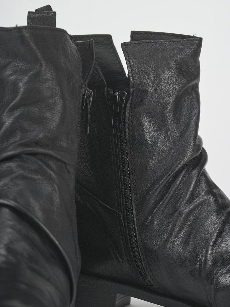 Stivaletti tacco 2cm pelle nero