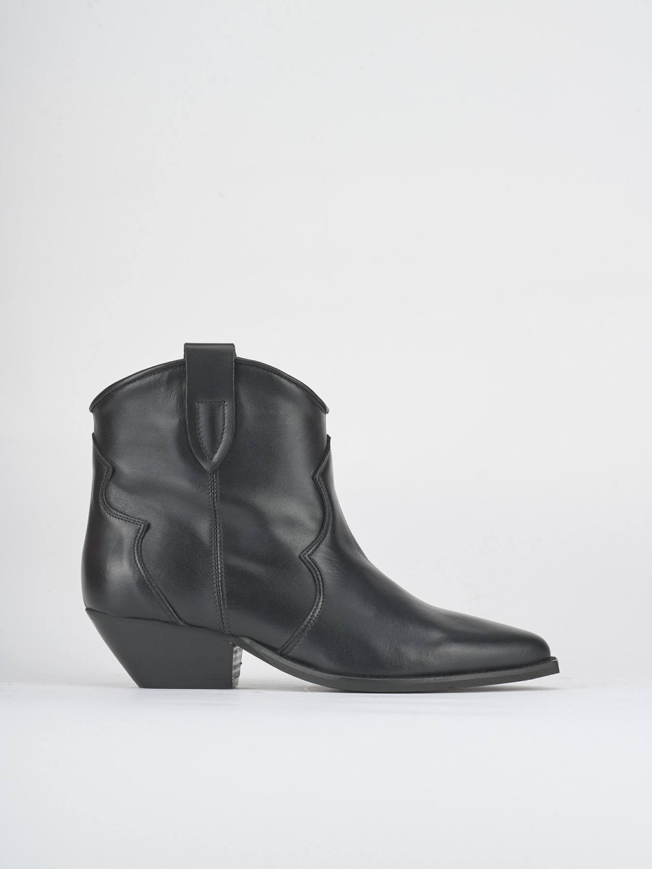 Botines de tacón alto tacón 5 cm negro cuero