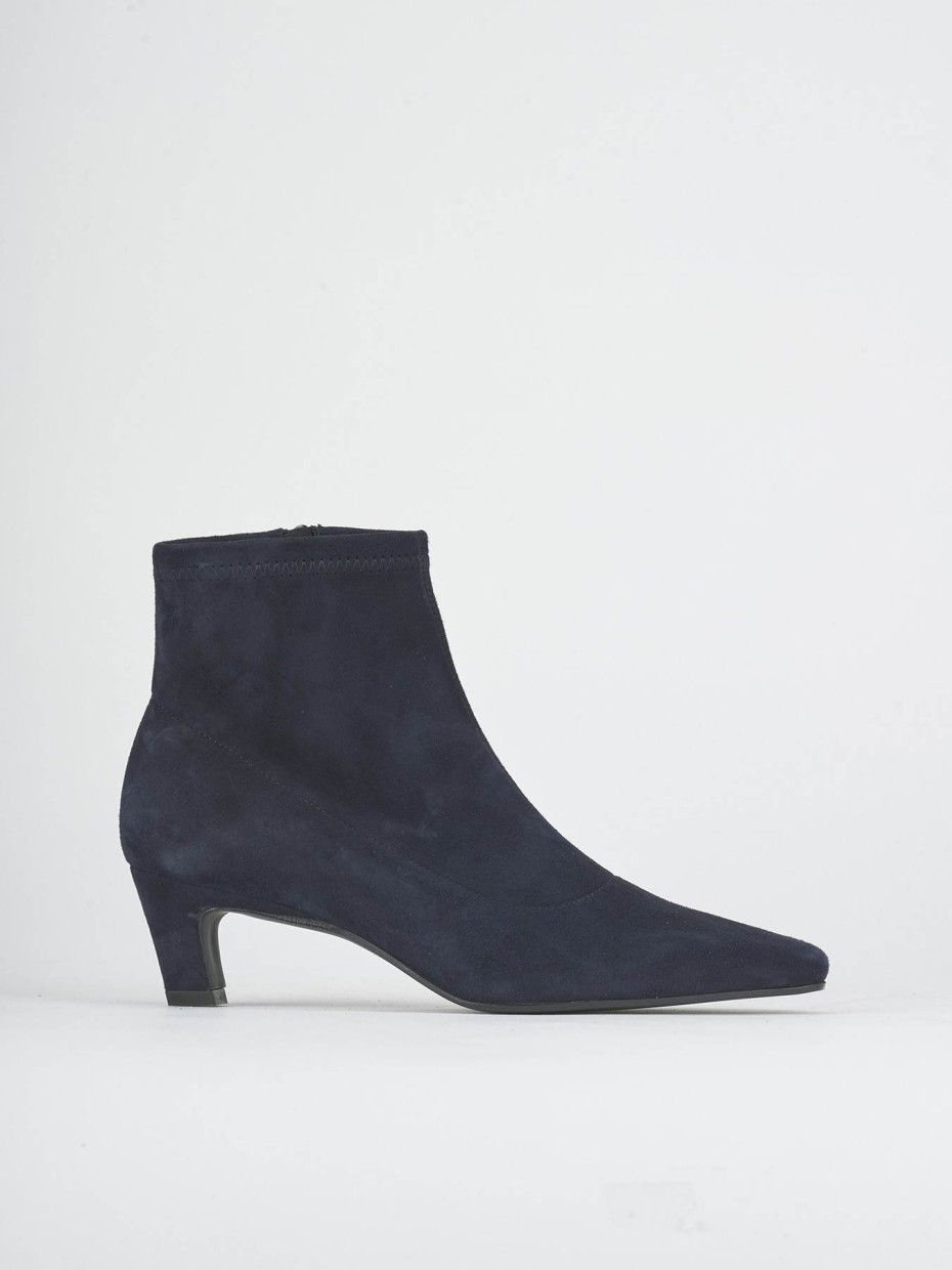 Stivaletti tacco 7cm camoscio blu