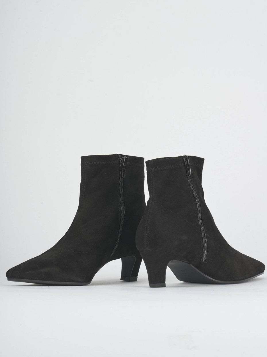 Botines de tacón alto tacón 5 cm negro ante