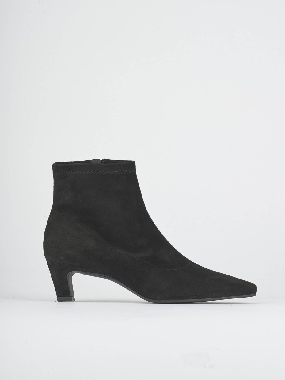 Botines de tacón alto tacón 5 cm negro ante