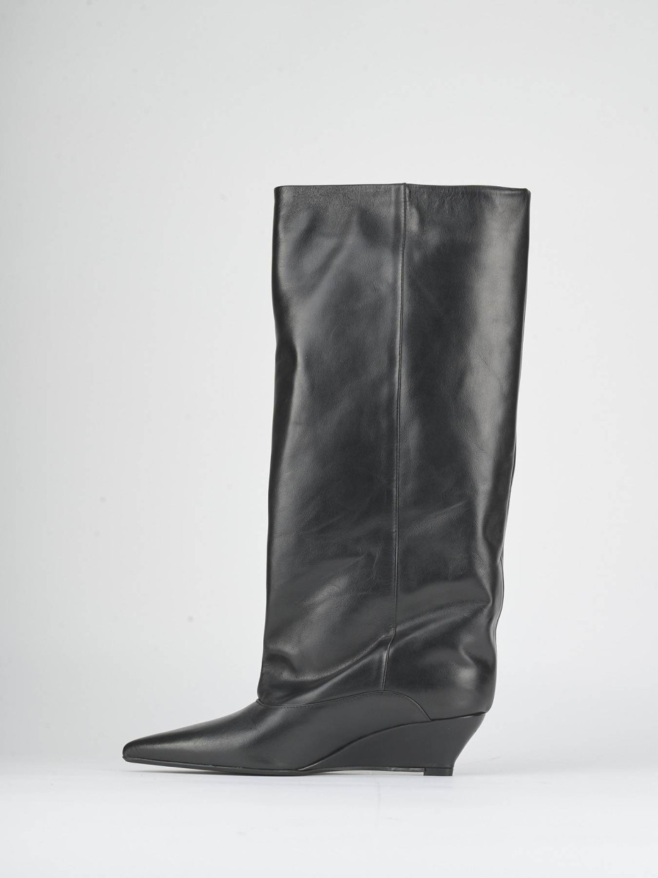 Stivali tacco 5cm pelle nero