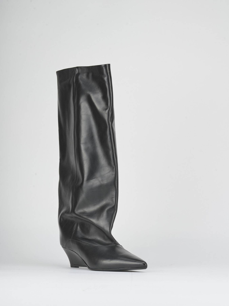 Stivali tacco 5cm pelle nero