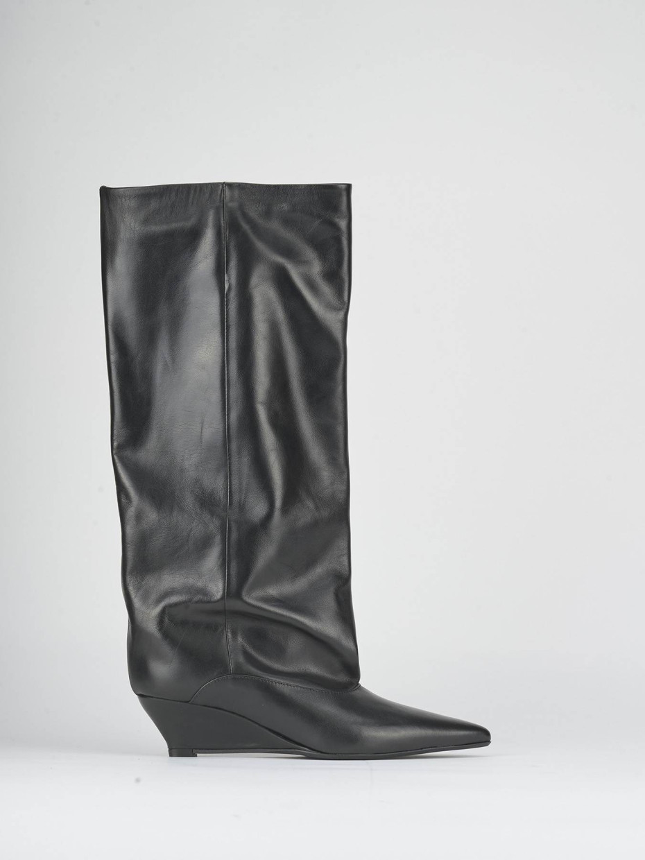 Stivali tacco 5cm pelle nero