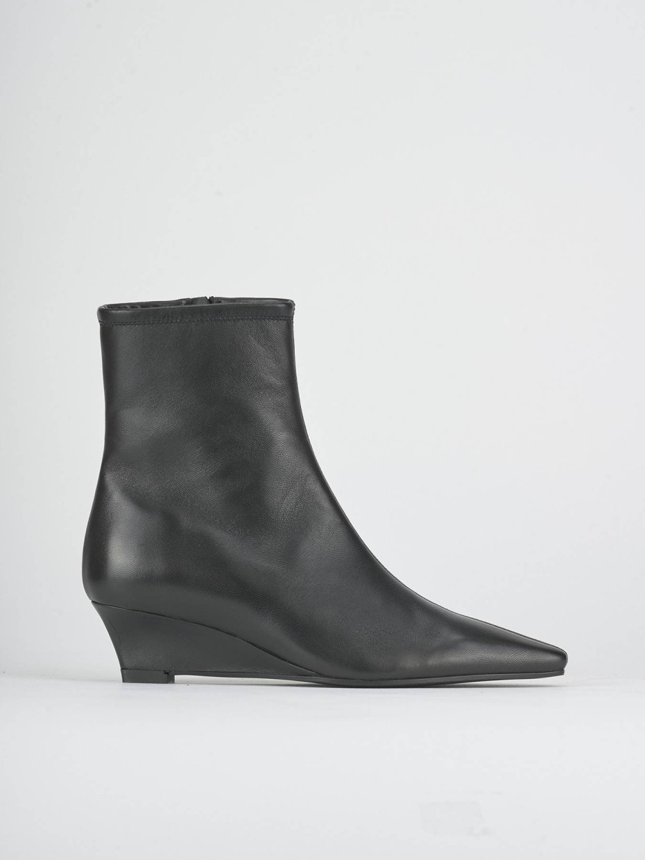 Botines de tacón alto tacón 5 cm negro cuero