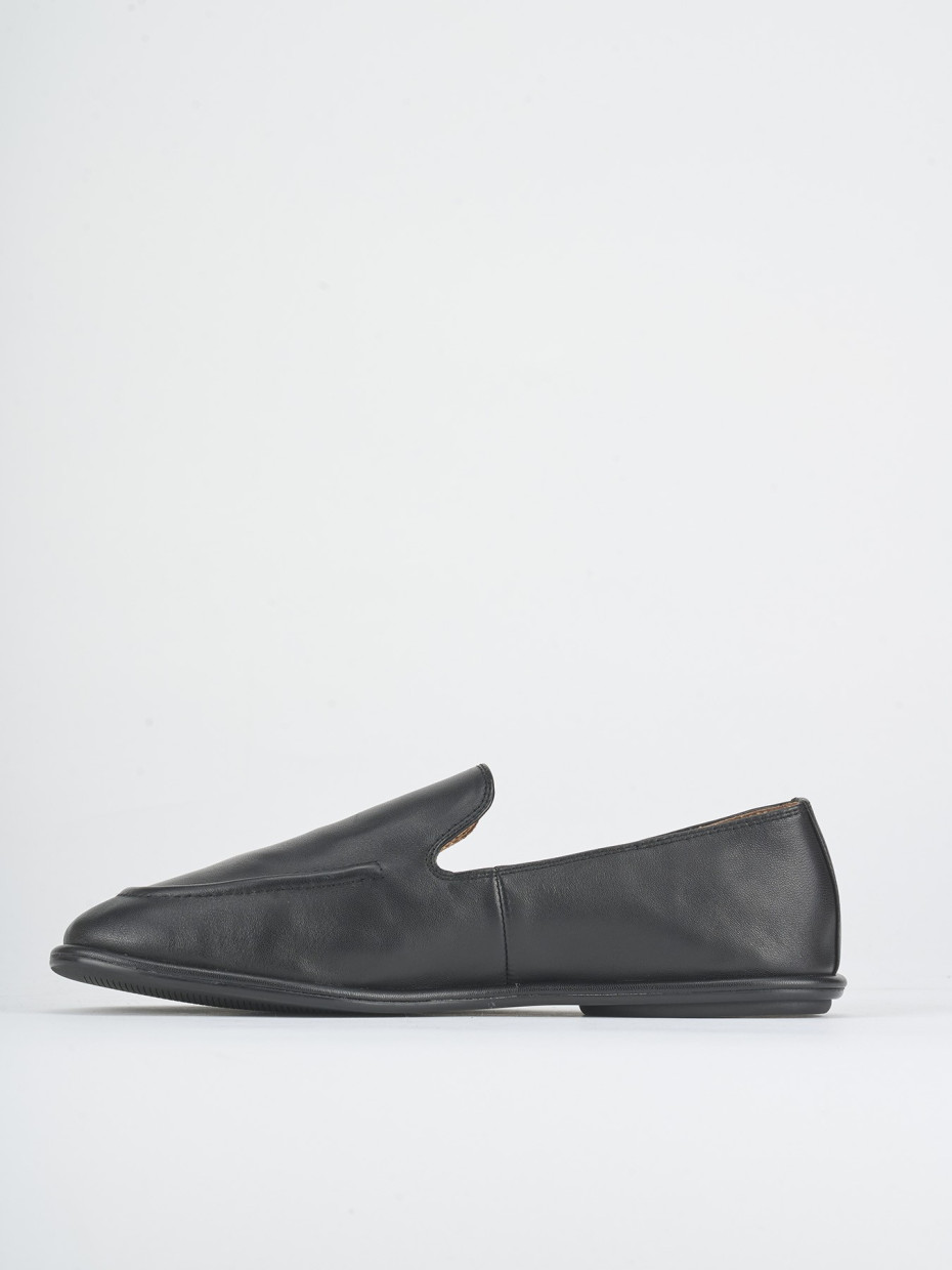 Mocasines tacón 1 cm negro cuero