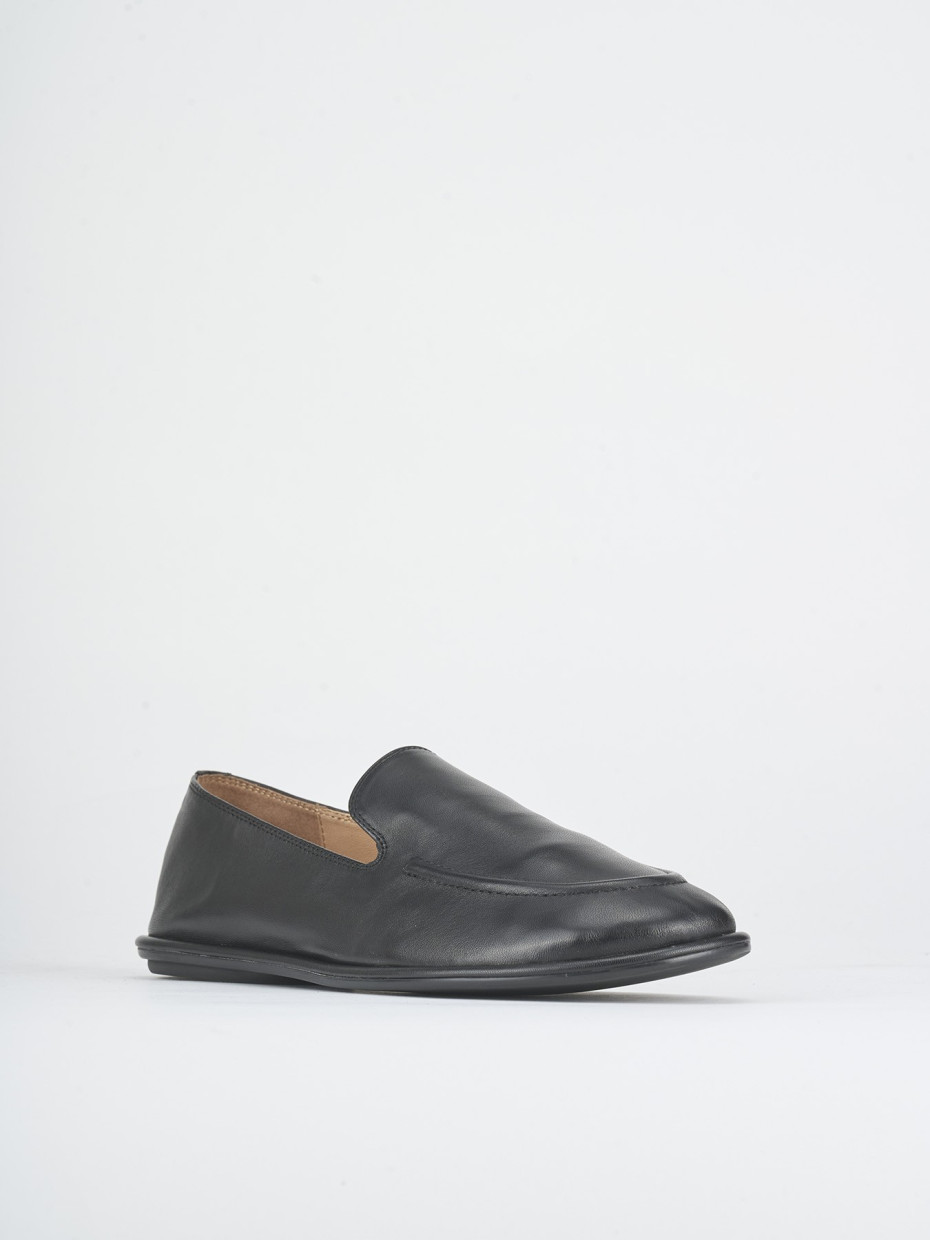 Mocasines tacón 1 cm negro cuero
