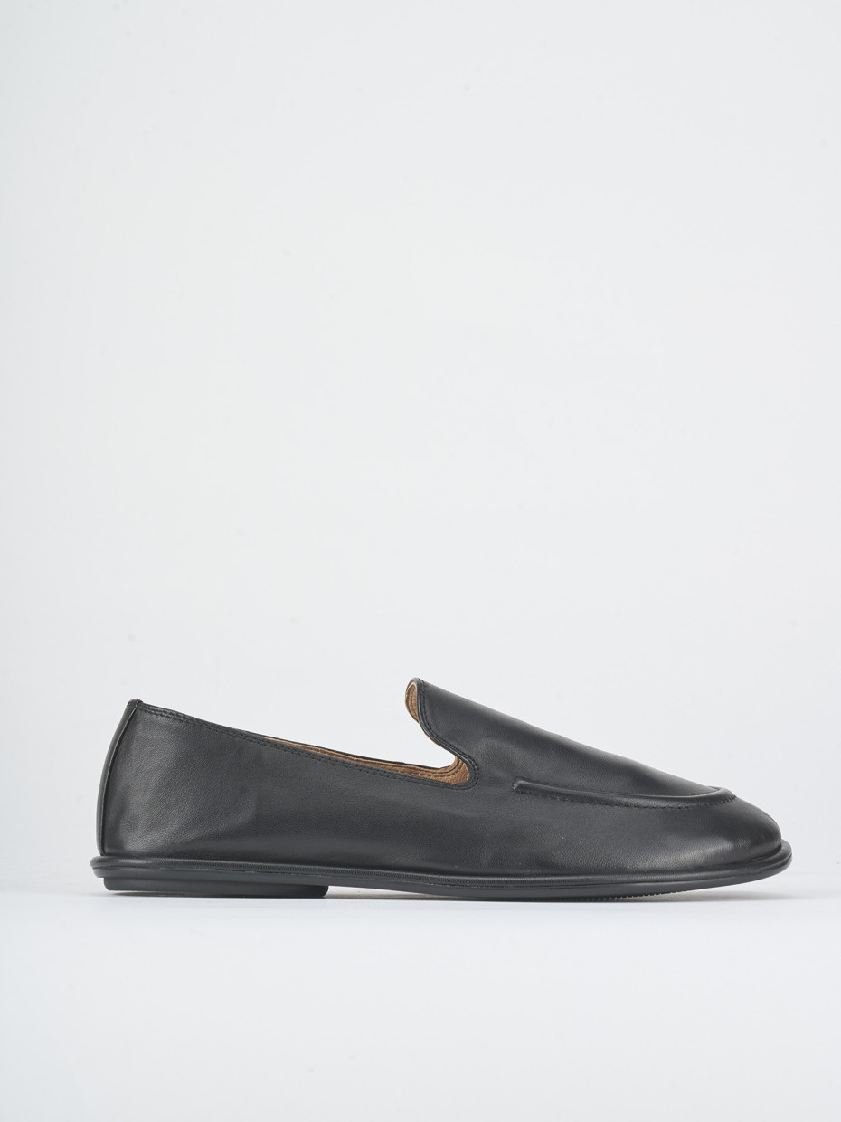 Mocasines tacón 1 cm negro cuero