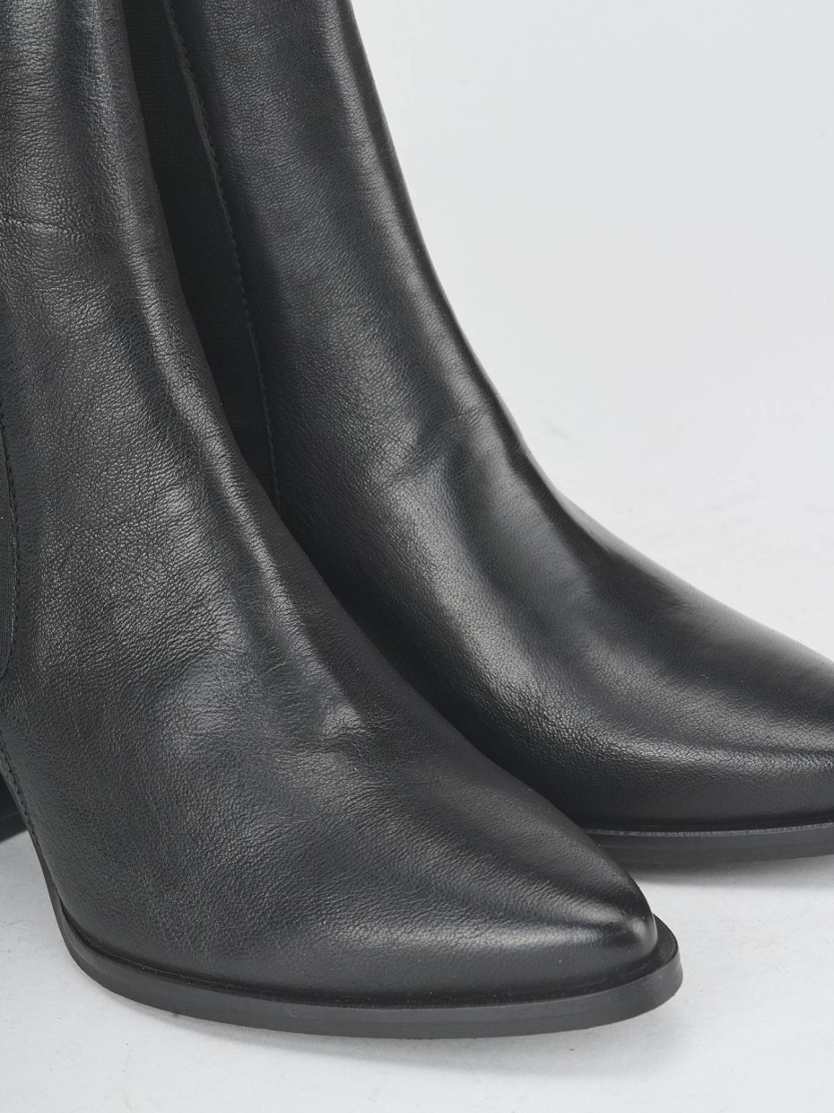 Botines de tacón alto tacón 6 cm negro cuero