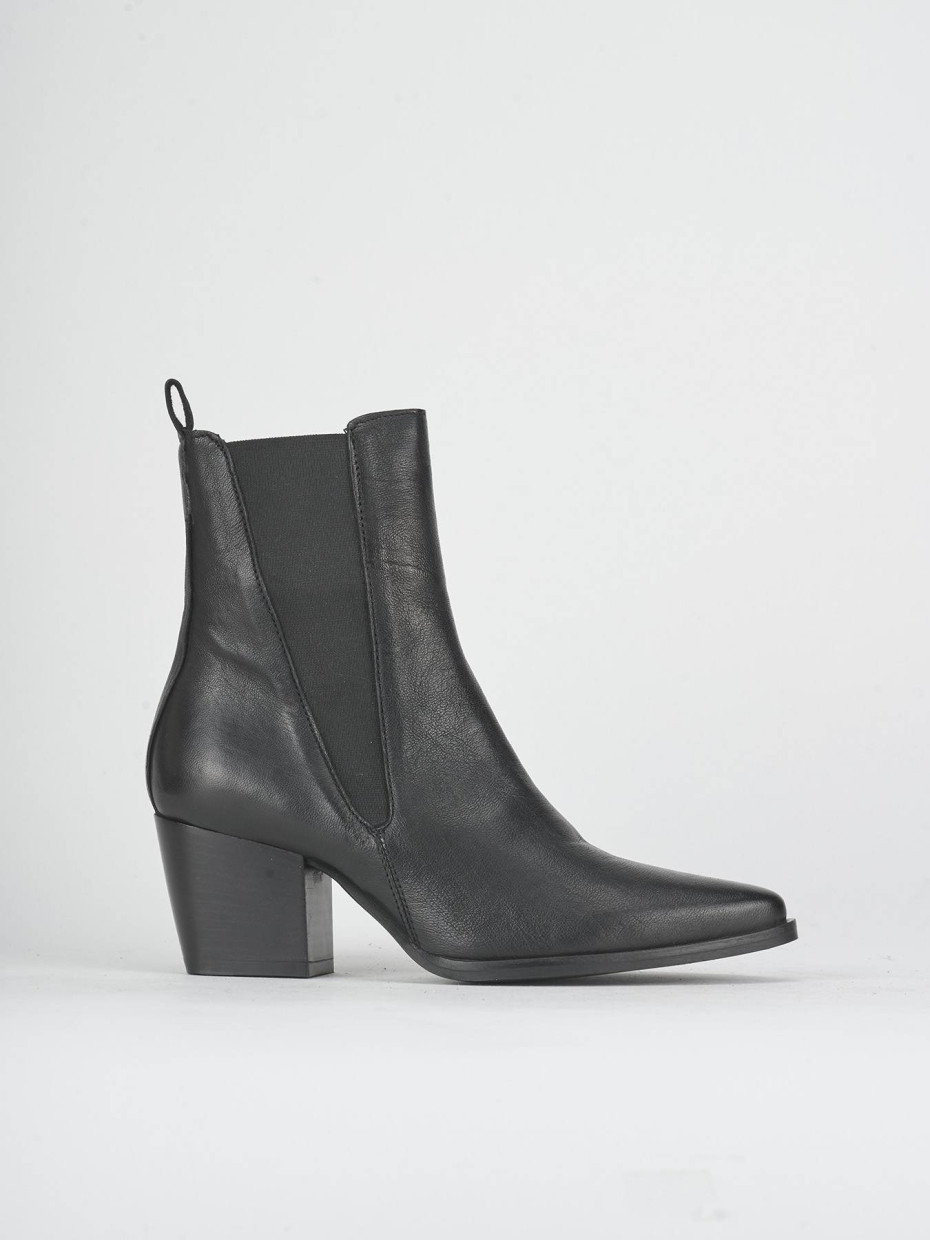 Botines de tacón alto tacón 6 cm negro cuero