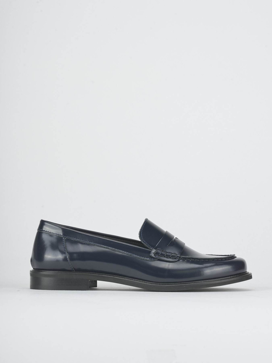Mocassini tacco 1cm pelle blu