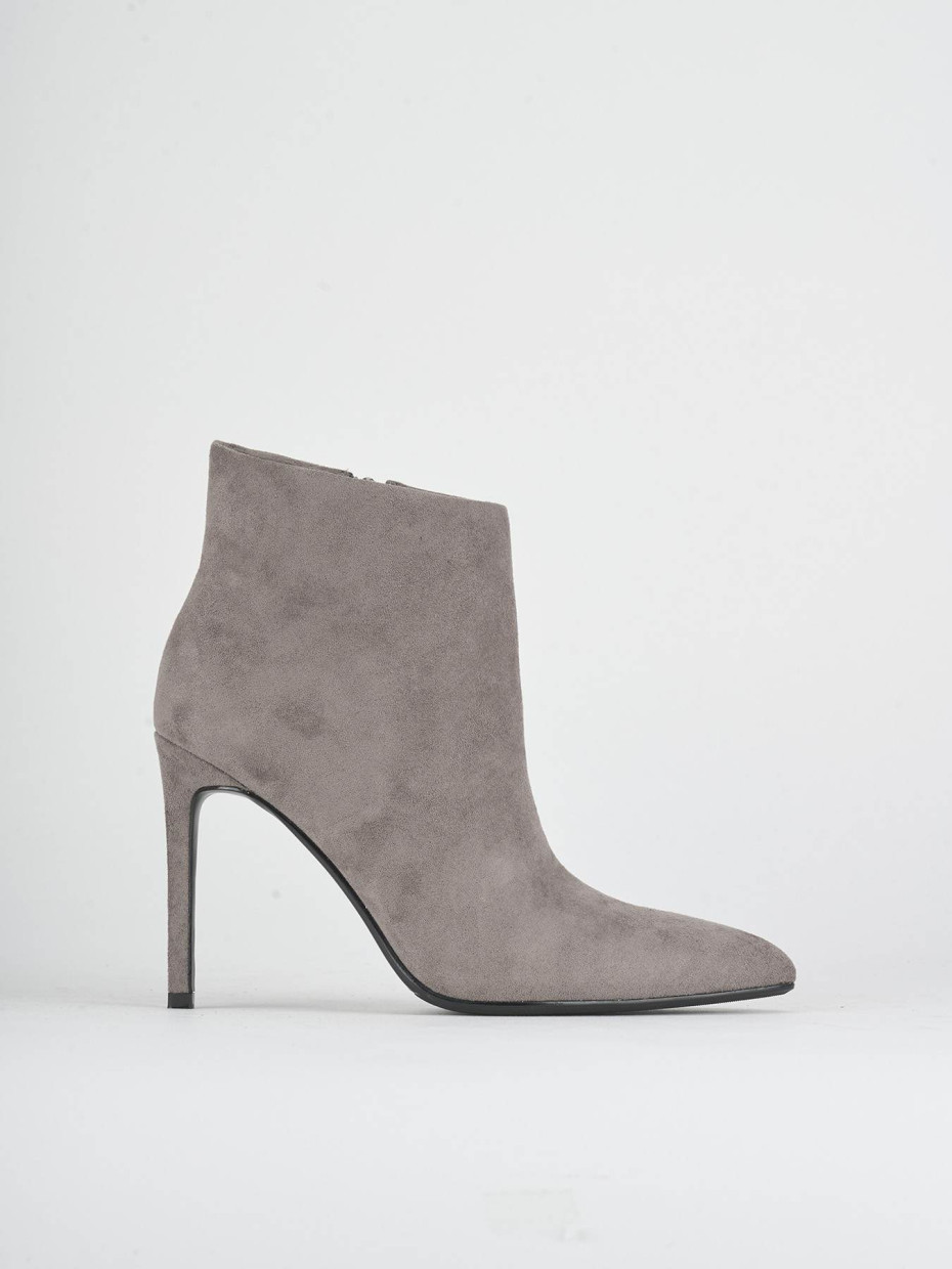 High heel ankle boots heel 10 cm grey suede