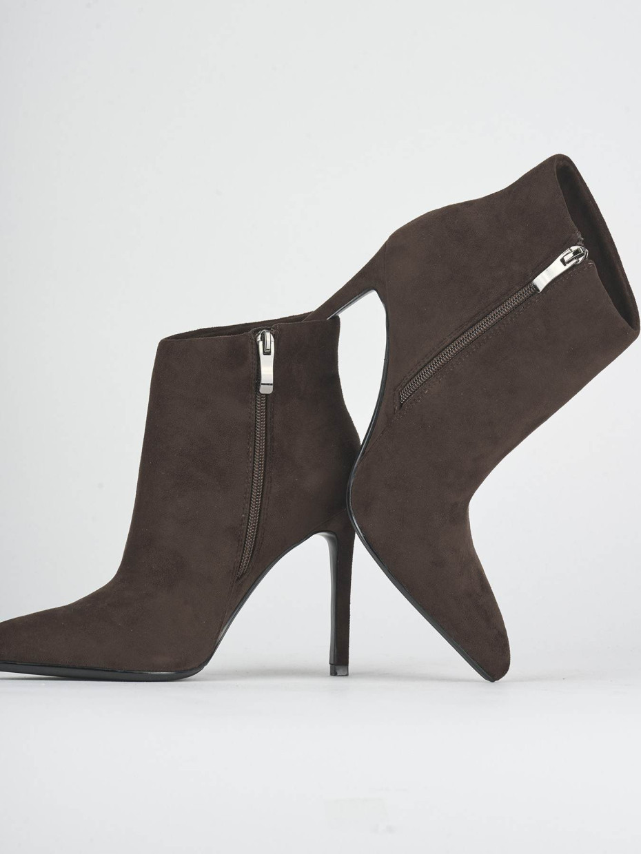 High heel ankle boots heel 11 cm dark brown suede