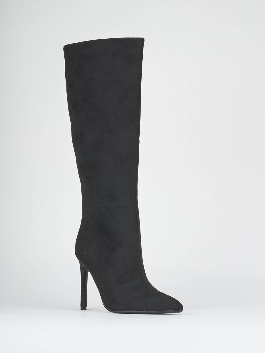 Stivali tacco 10cm camoscio nero