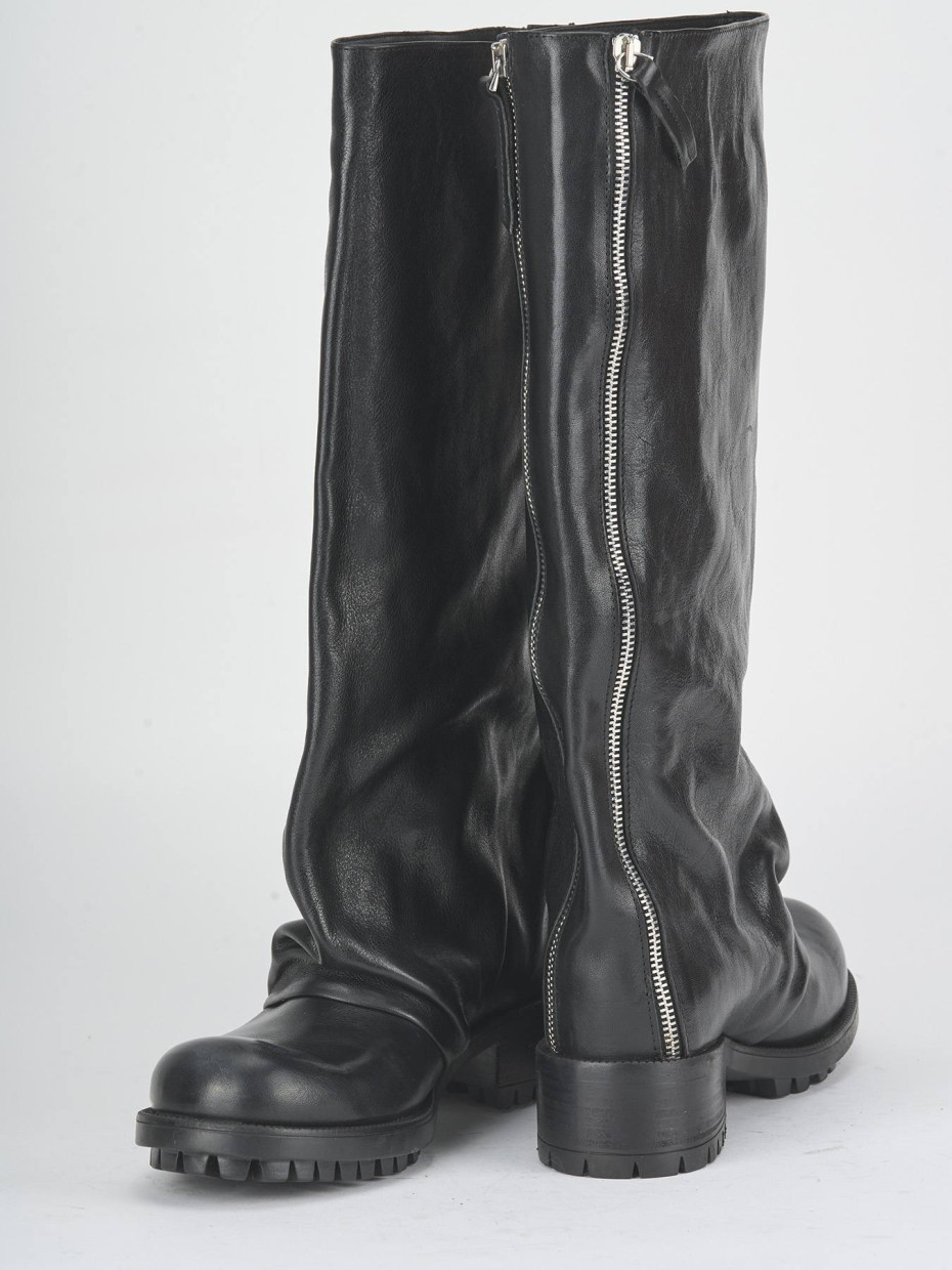 Low heel boots heel 4 cm black leather