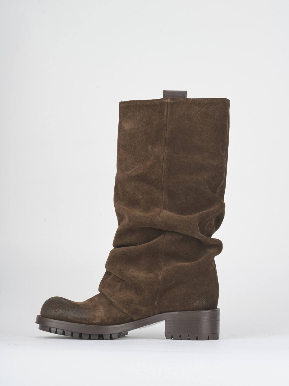 Stivali tacco 3cm camoscio testa