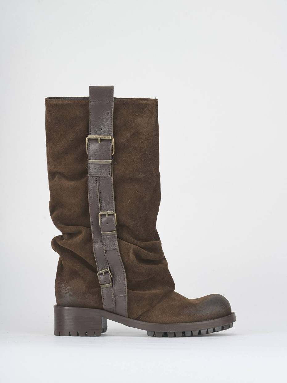 Stivali tacco 3cm camoscio testa