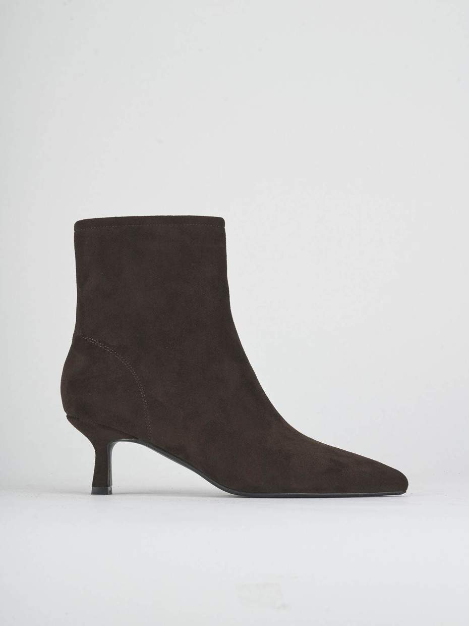 Botines de tacón alto tacón 5 cm marrón oscuro ante