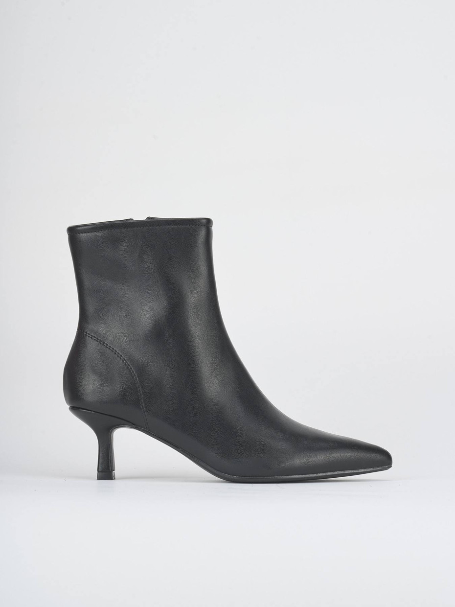 Botines de tacón alto tacón 5 cm negro cuero