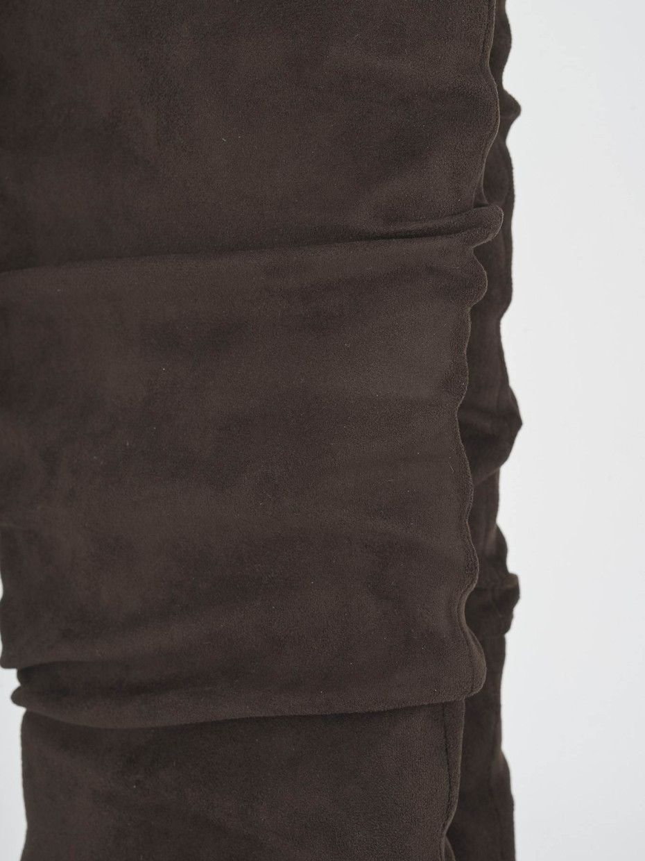 Botas de tacón alto tacón 5 cm marrón oscuro ante