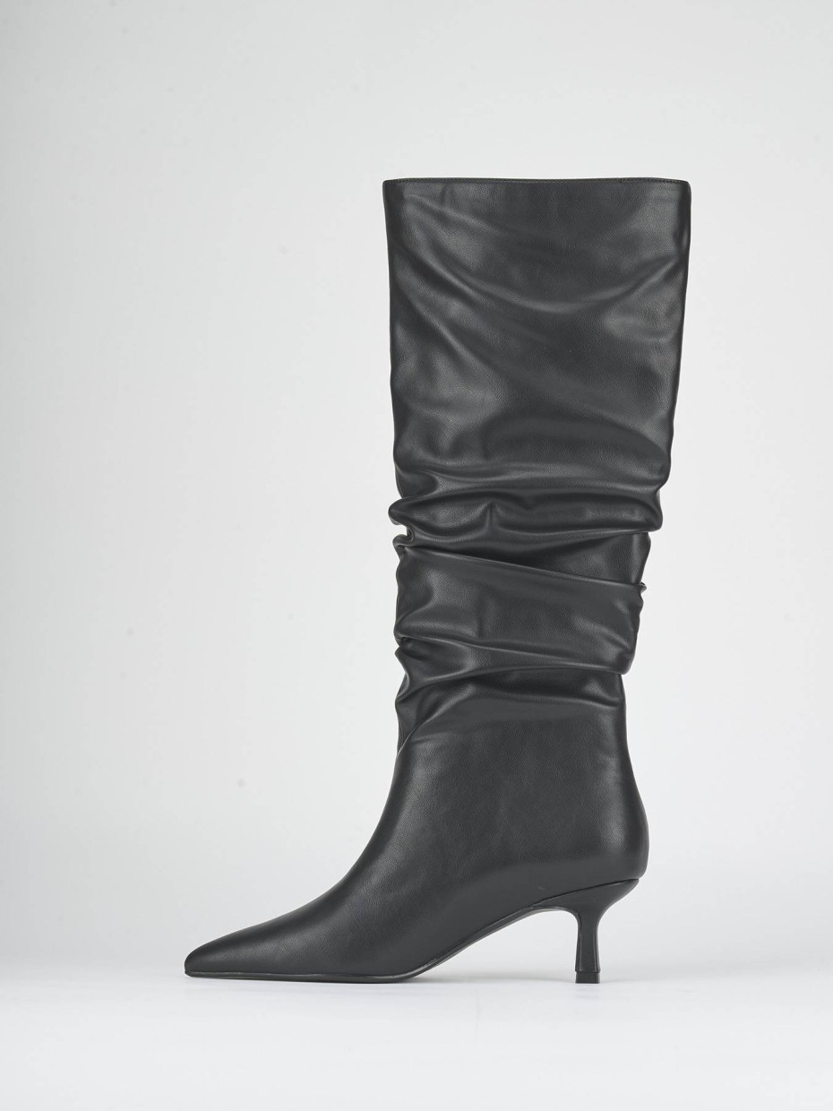 High heel boots heel 5 cm black leather