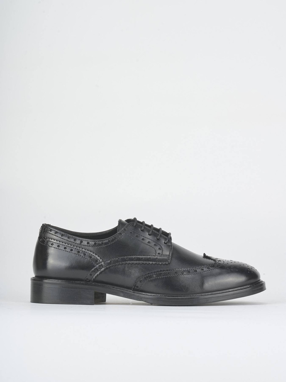 Stringate tacco 2cm pelle nero