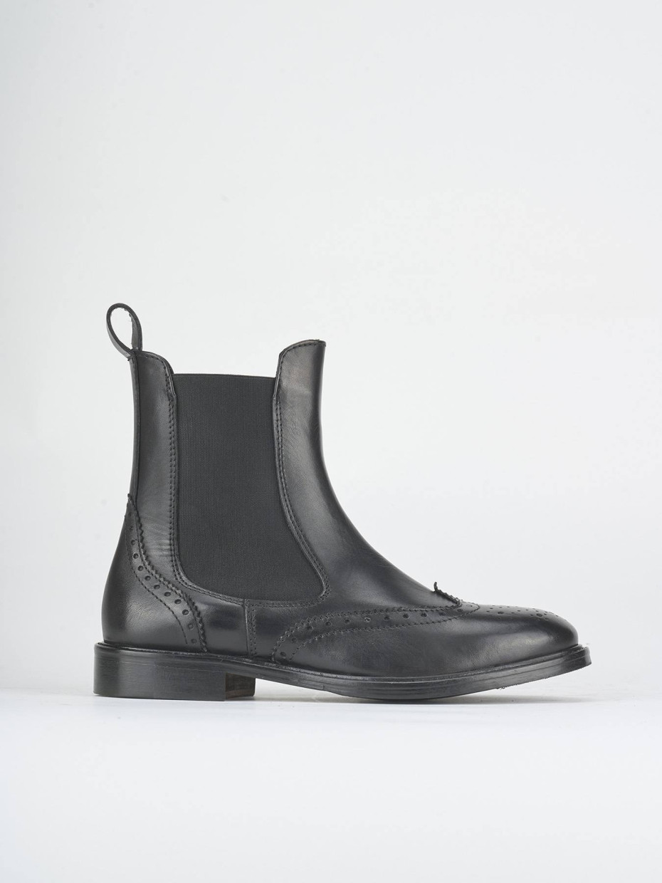 Botines de tacón bajo tacón 2 cm negro cuero