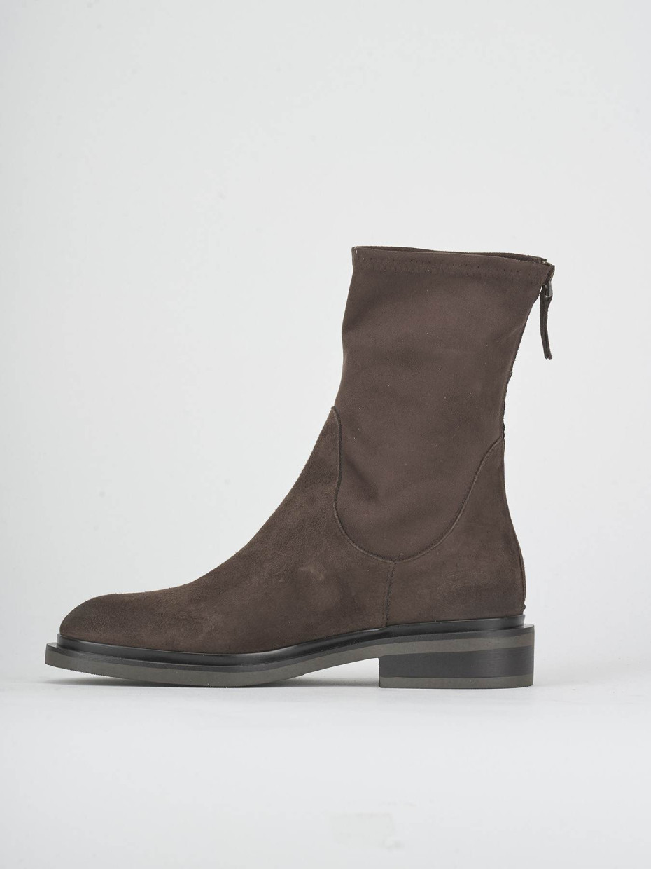 Low heel ankle boots heel 2 cm dark brown suede