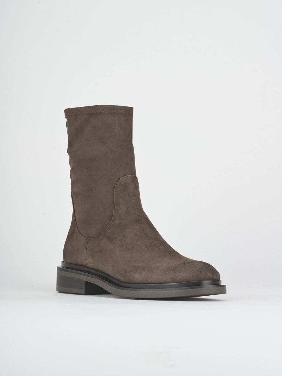 Low heel ankle boots heel 2 cm dark brown suede