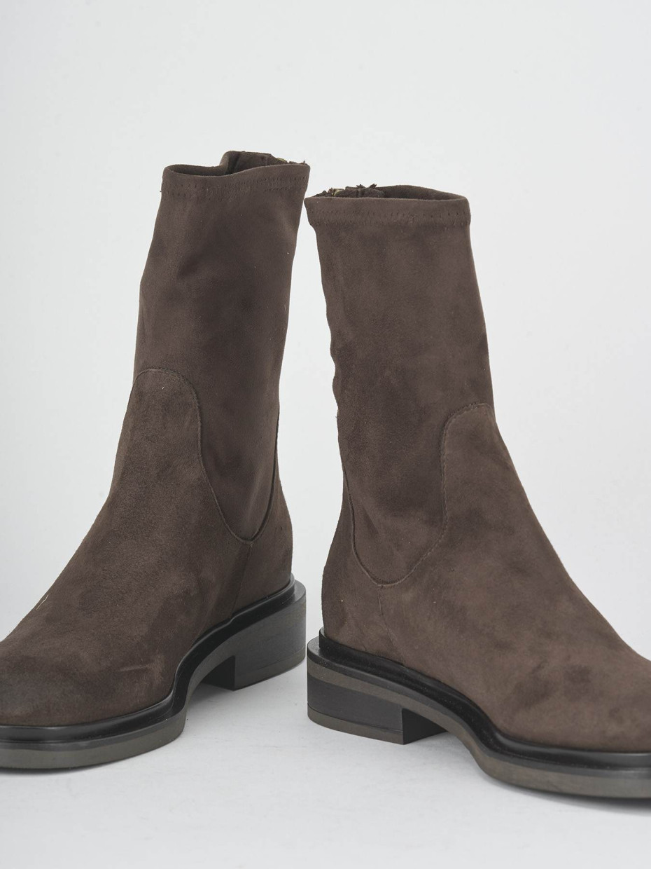 Low heel ankle boots heel 2 cm dark brown suede