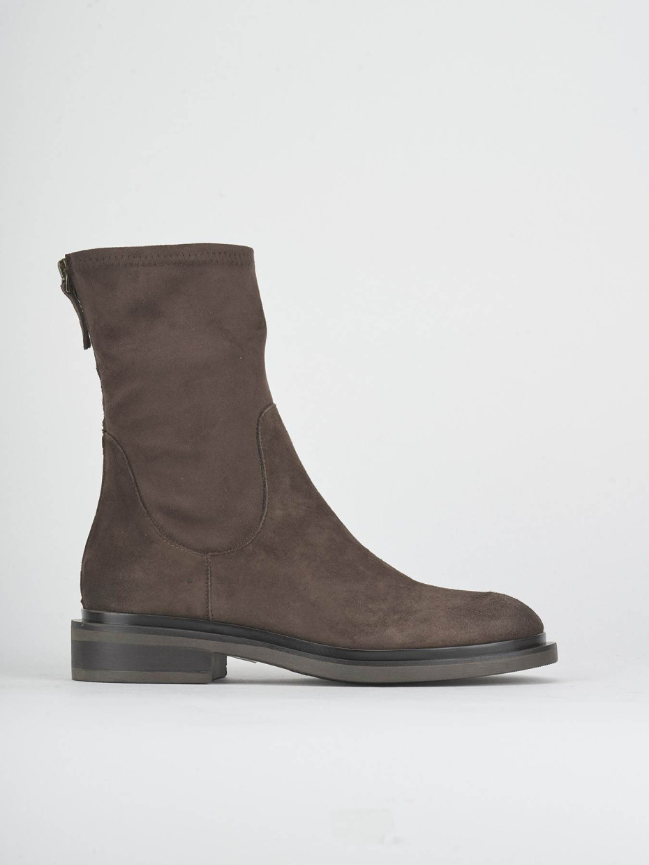 Low heel ankle boots heel 2 cm dark brown suede