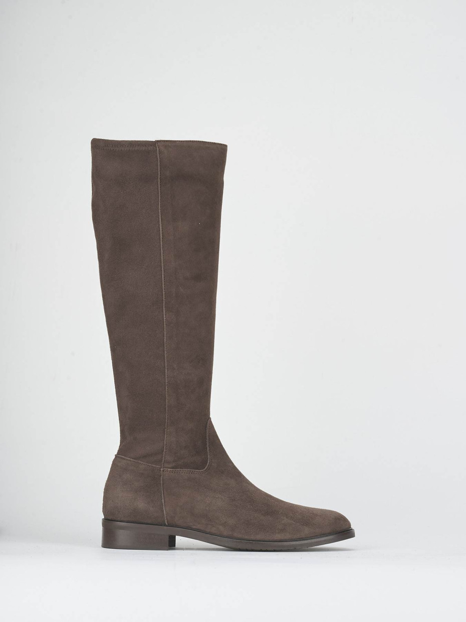 Stivali tacco 2cm camoscio testa