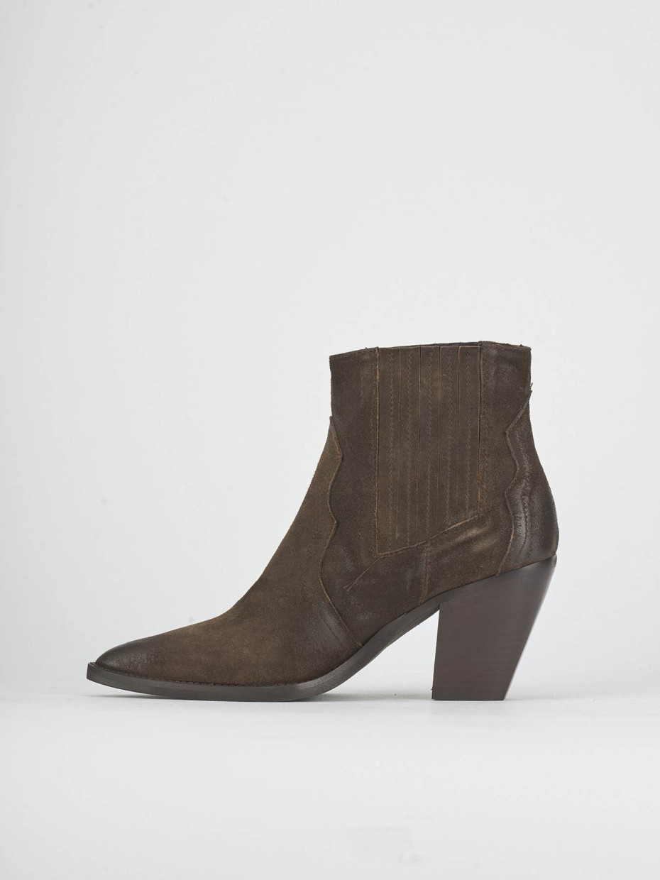 High heel ankle boots heel 9 cm dark brown suede