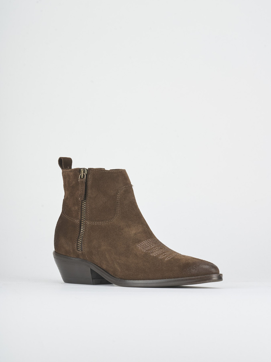 Stivaletti tacco 3cm camoscio marrone