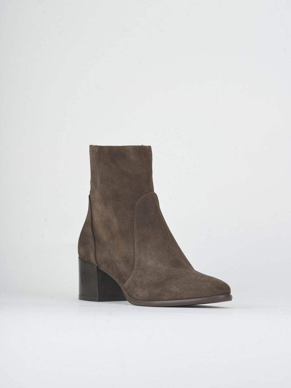 High heel ankle boots heel 5 cm dark brown suede