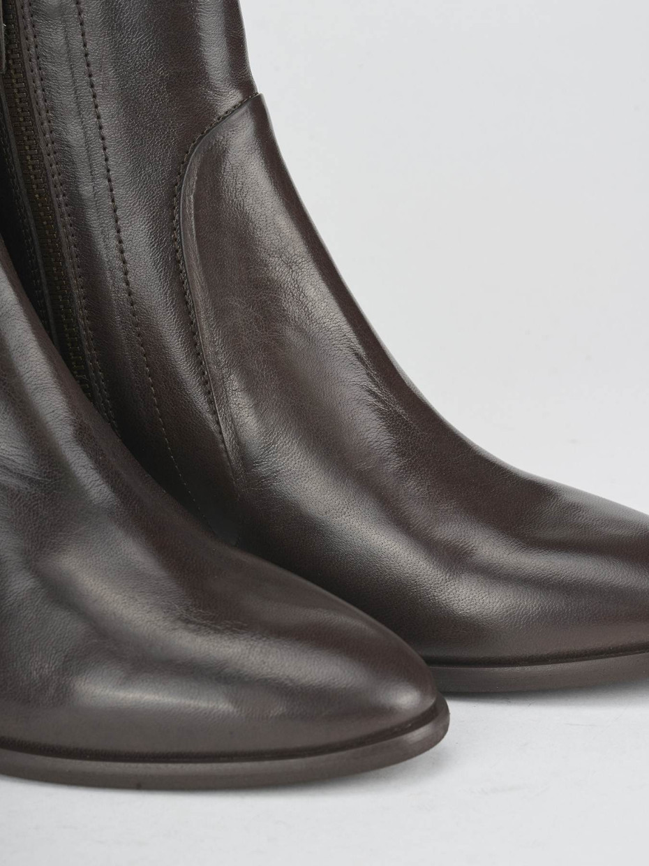 High heel ankle boots heel 5 cm dark brown leather